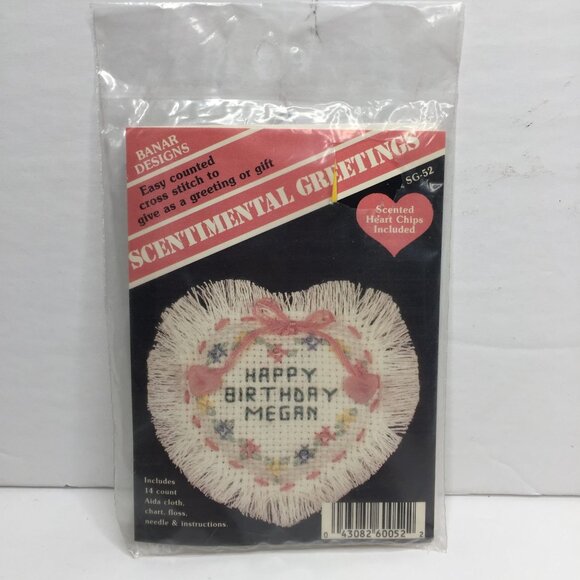 Vintage 80s Set 2 Cross Stitch Kit Magnets Scentimental Greetings Happy Birthday - Picture 5 of 7